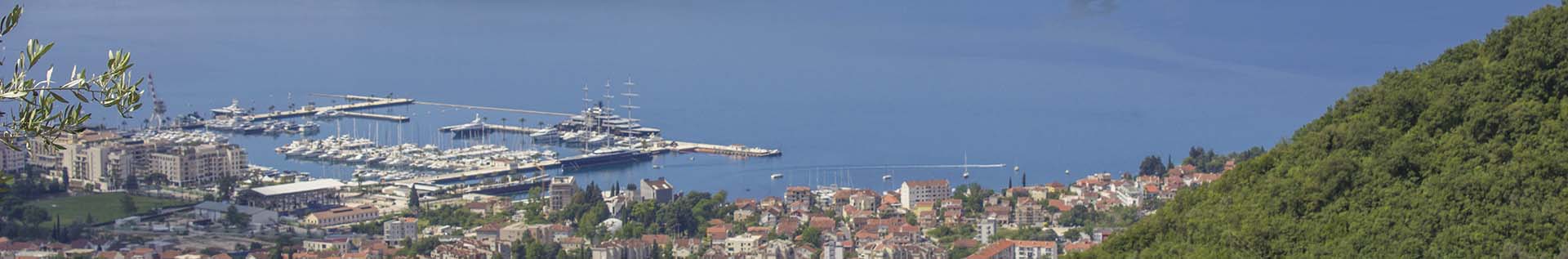 Panoramic view of Porto Montenegro marina from Gornja Lastva village.